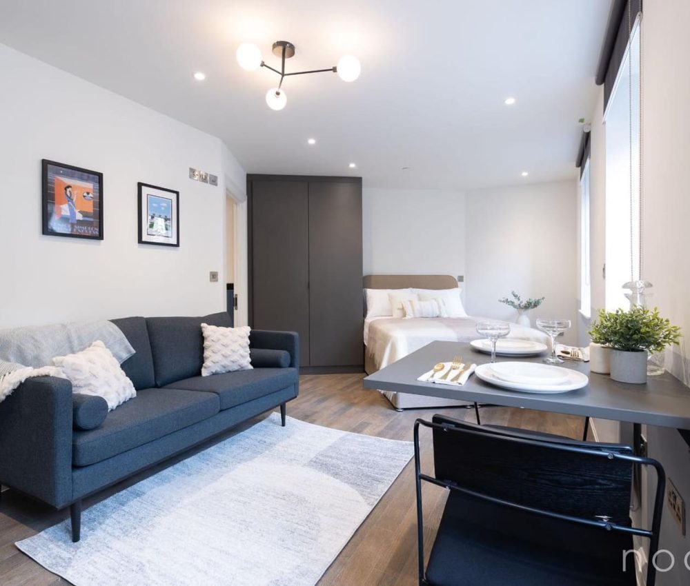 Node London Brixton - Apt 10 - Dining Room- Living Room- Bedroom-1 WM