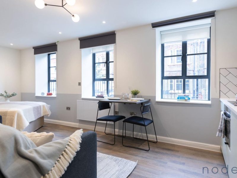 Node London Brixton - Apt 10 - Kitchen- Dining Room- Living Room- Bedroom-1 WM