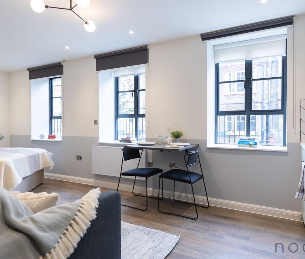 Node London Brixton - Apt 10 - Kitchen- Dining Room- Living Room- Bedroom-1 WM